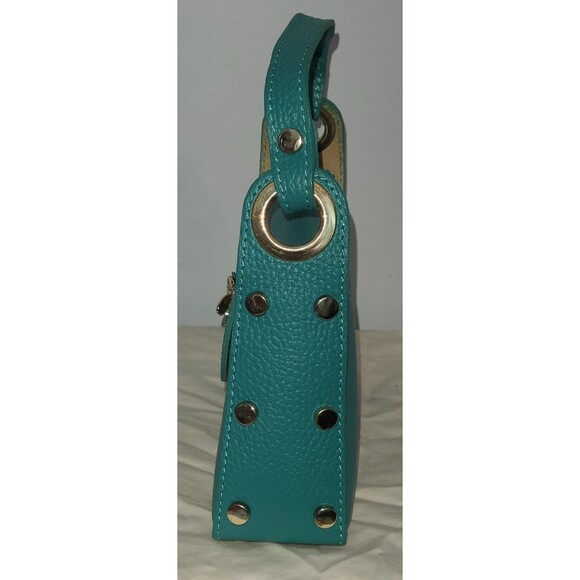 Vera Pelle Green Handbag Bee Clasp Purse Pebbled Leather Made in Italy - Picture 12 of 12